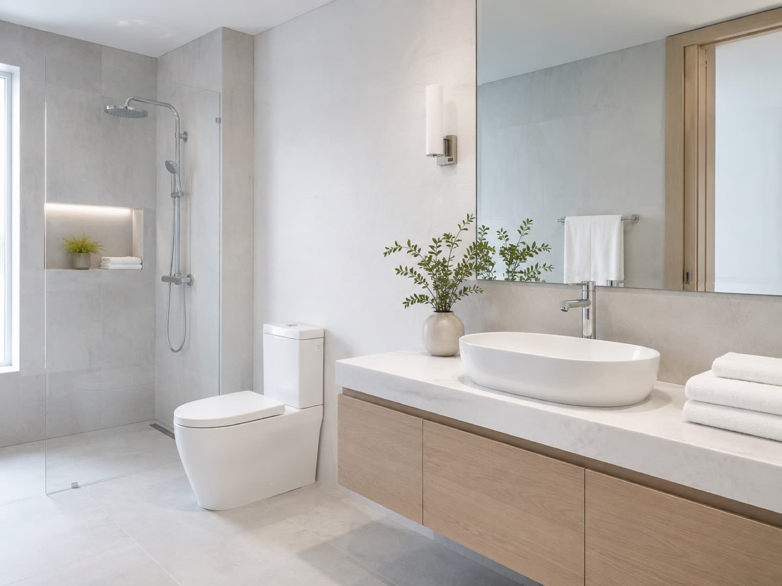 A bright, modern bathroom