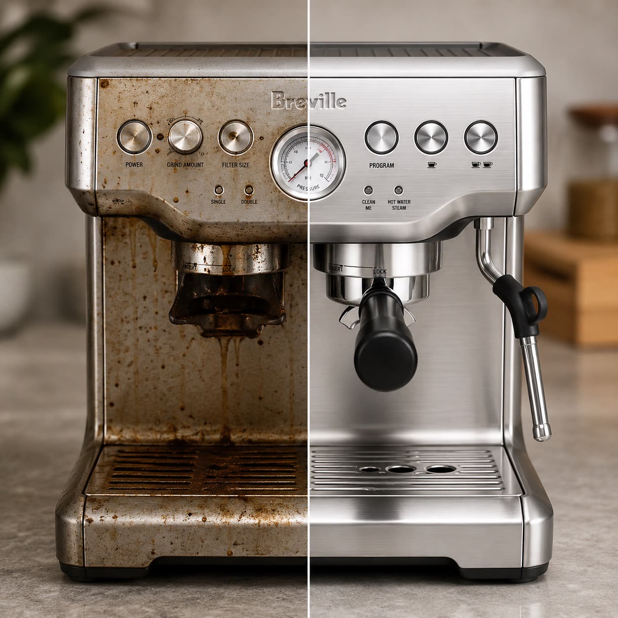 Coffee Maker before and after cleaning