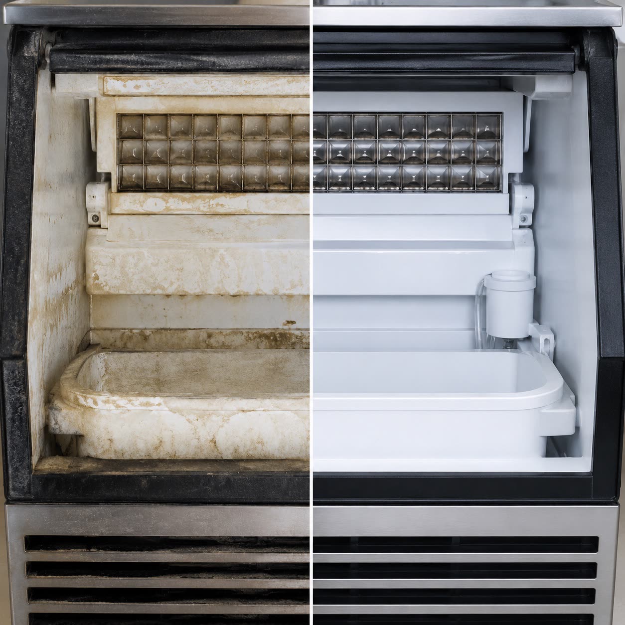 Ice Machine before and after cleaning